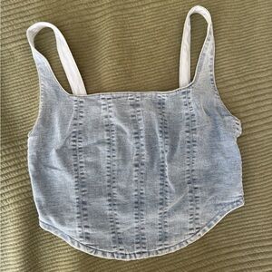 Aaron & Amber blue denim crop top Size S